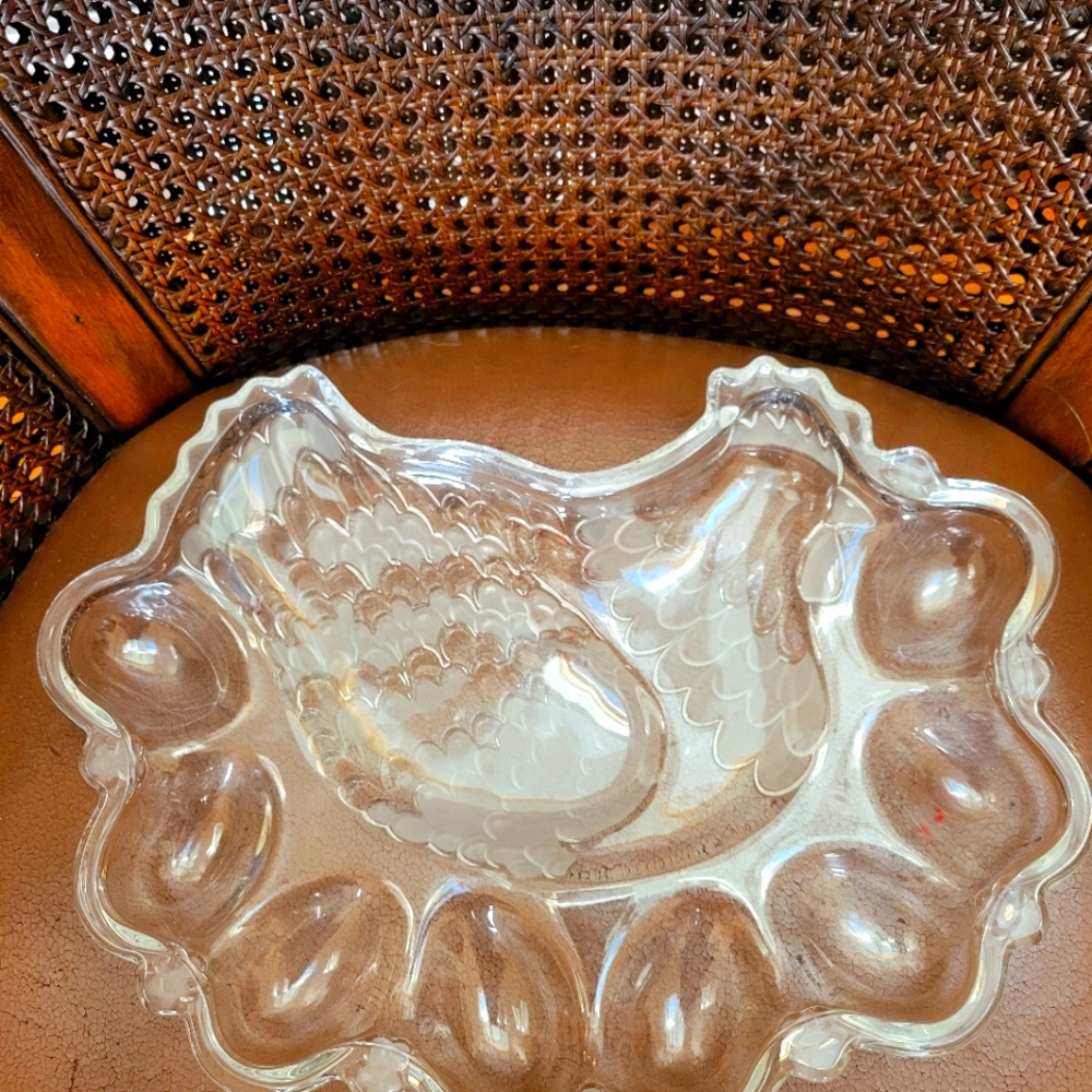 Heavy Clear Glass Egg Plate